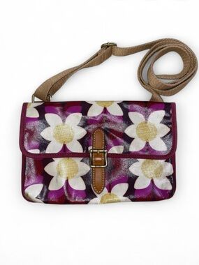 Fossil Floral Pink Canvas Crossbody bag Boho Chic Cottage Core Festival Coastal